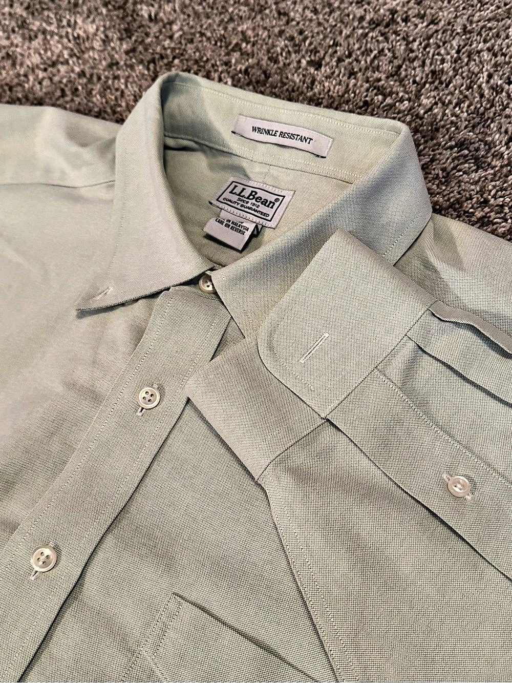 Vintage L.L.Bean Men’s XL 17-33 Long Sleeve Button Up Shirt Light Green